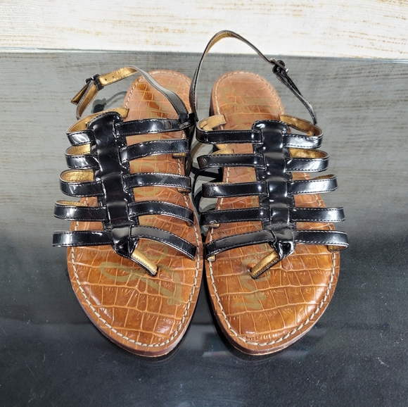 Sam Edelman Hamilton Size 8 M Black Leather Sandal - Picture 2 of 6